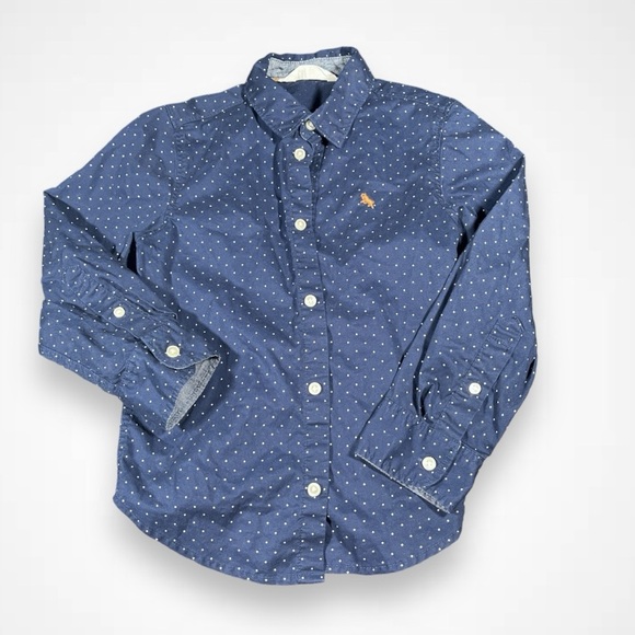 H&M Navy Blue Polka Dot Button Down Shirt - Picture 1 of 4